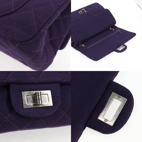 CHANEL Matelasse 2.55 Double Flap Chain Bag Cotton Purple CC Auth 127929M - Picture 15 of 15